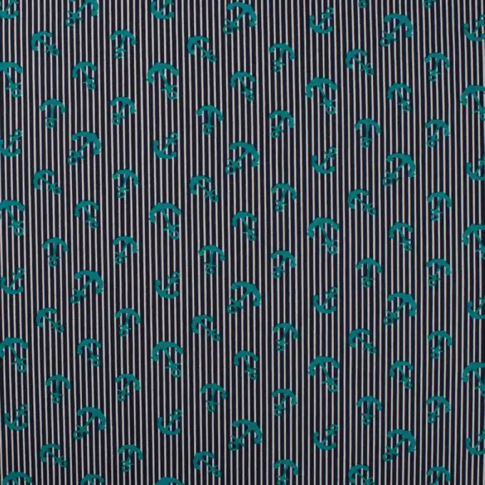 Must-Have Popeline Baumwolle Streifen Anker Petrolblau