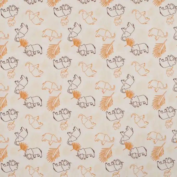 Gratis Versand Popeline Baumwolle Elefant Ecru