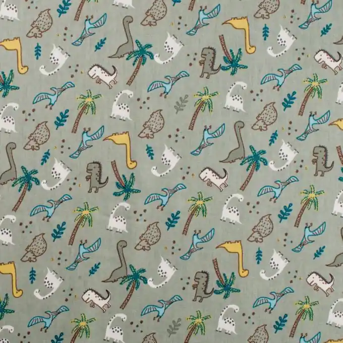 Popeline Baumwolle Dino Mint Garantierte Lieferung