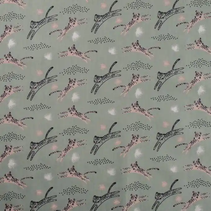 Neu Im Sortiment Popeline Baumwolle Leopard mint