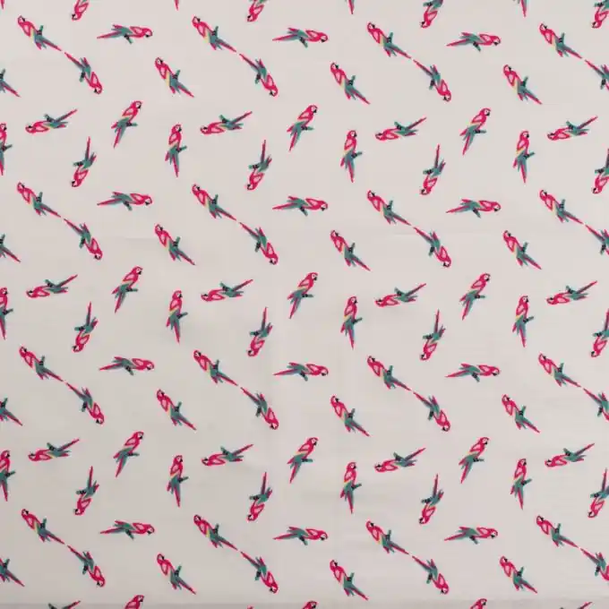 Popeline Baumwolle Papagei Weiß Preisknaller