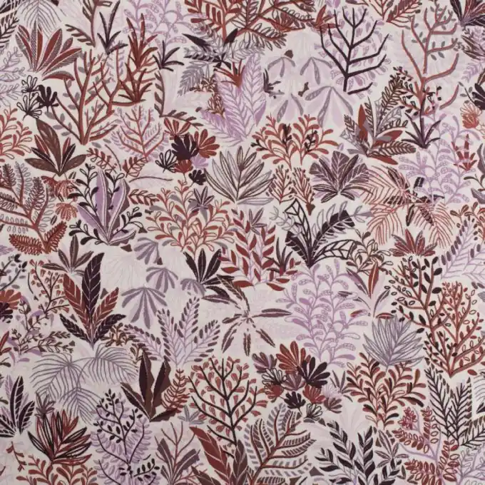 Wochenendangebot Popeline Baumwolle Pflanzenprint Rosa