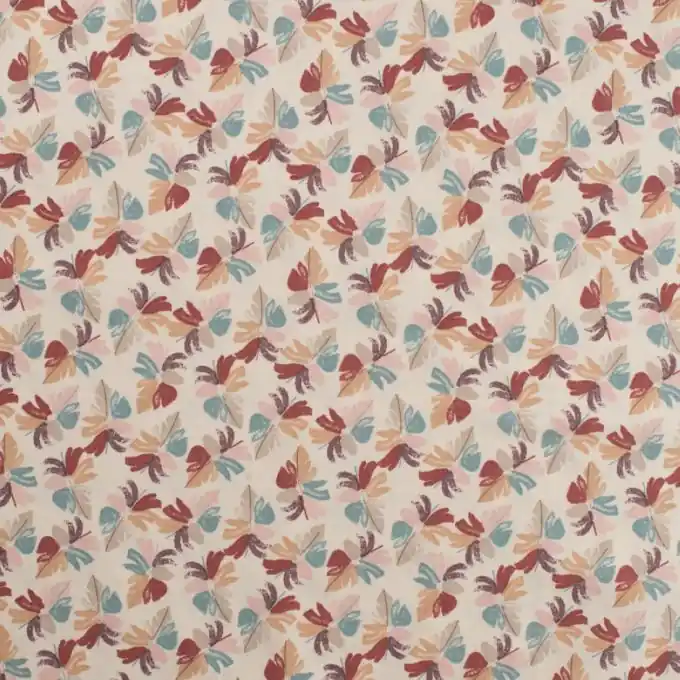 Popeline Baumwolle Palme terrakotta blau Echt