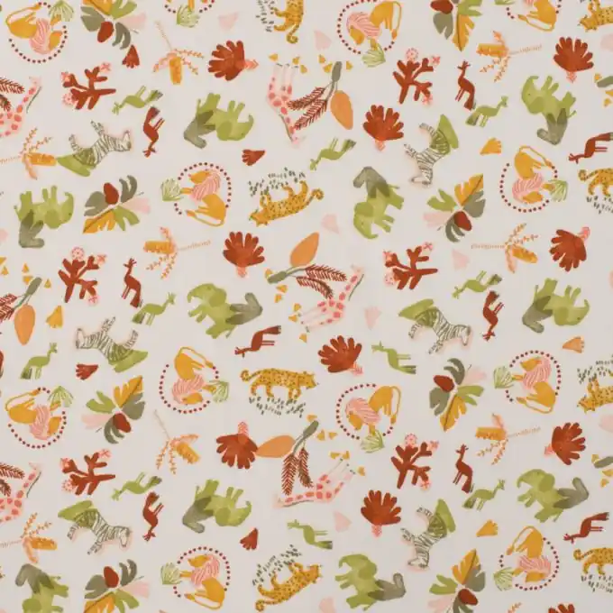 Popeline Baumwolle Safari orange grün Heute Kaufen