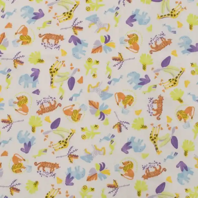 Popeline Baumwolle Safari Gelb/Blau Billig