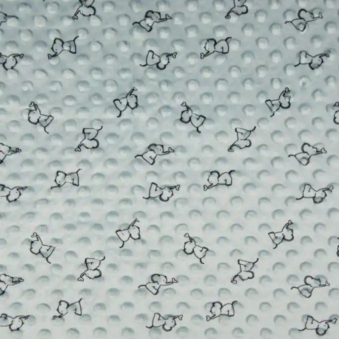 Billig Minky Fleece Stoff Elefant Grün 150cm Breite