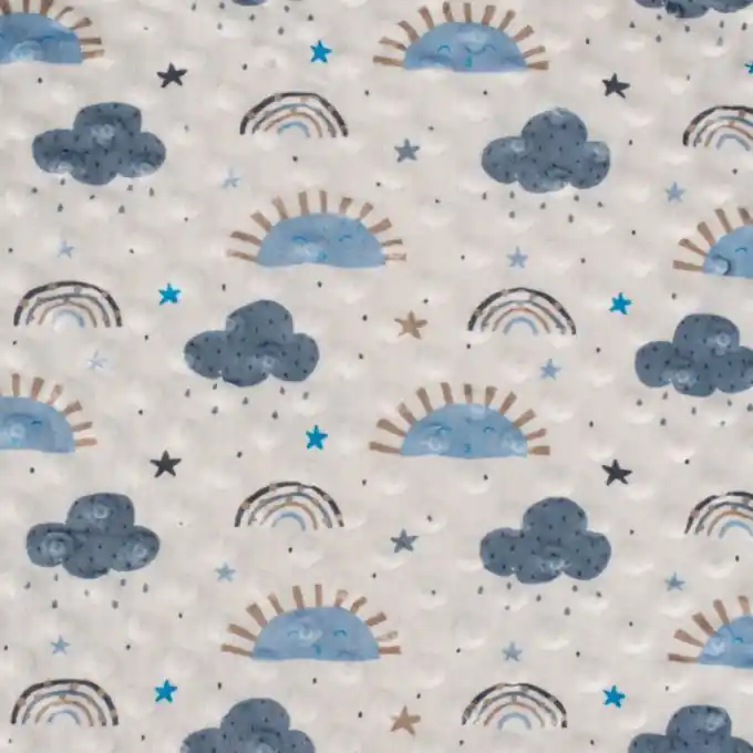 Fleece Minky Regenbogen Sonnen Blau Must-Have