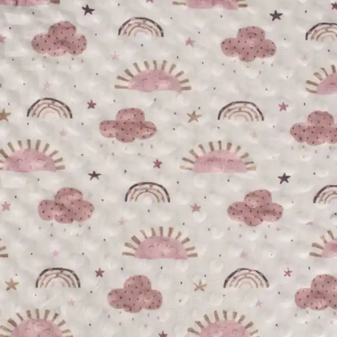 Fleece Minky Regenbogen Sonnen Rosa Angebot