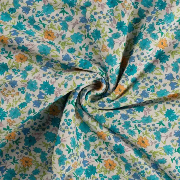 Jersey Baumwolle Blumen türkis Expressversand