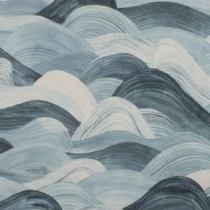 Dekostoff Wellen Blau Echt