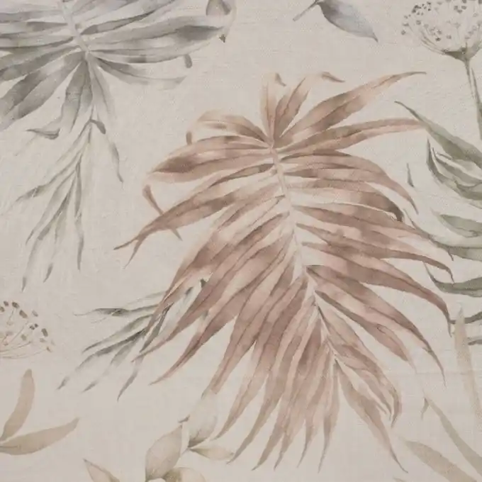 Halbpanama Digitaldruck Blätter Taupe Expressversand