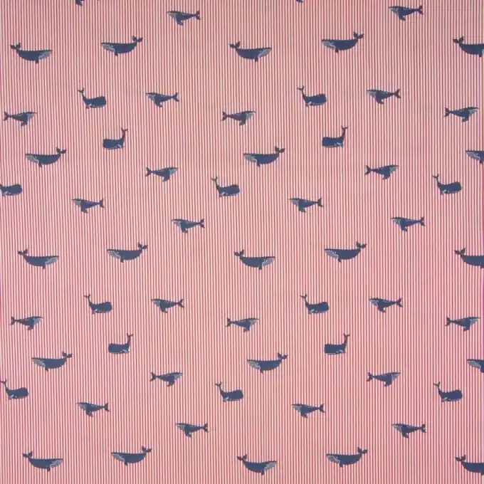 Saisonangebot Popeline Baumwollstoff Streifen Wal-Print Rot 150 cm Breit