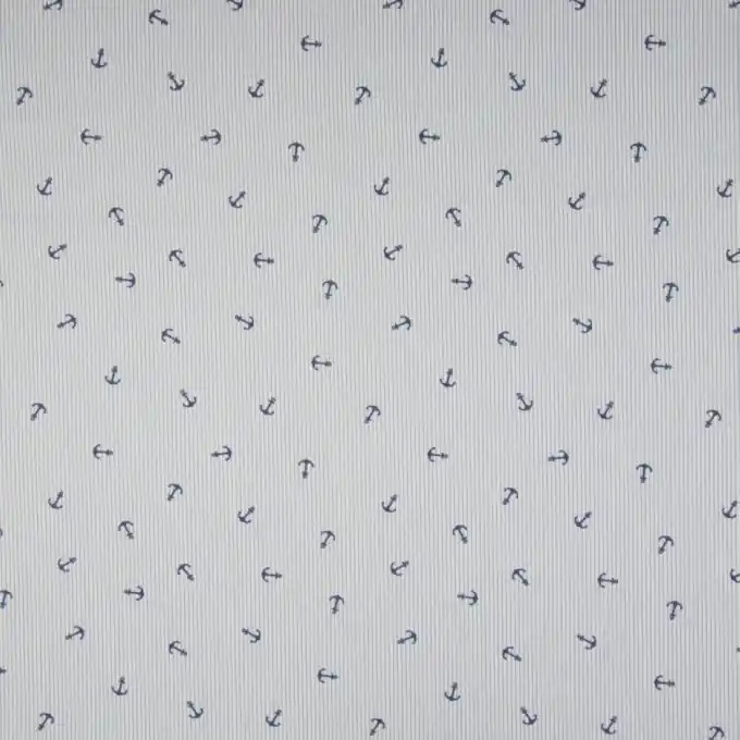 Echt Streifen Popeline Baumwolle Blau Anker 150cm