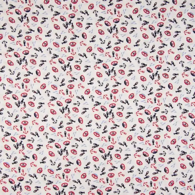 Sale Baumwollpopeline Anker & Fisch Weiß 150cm Breite