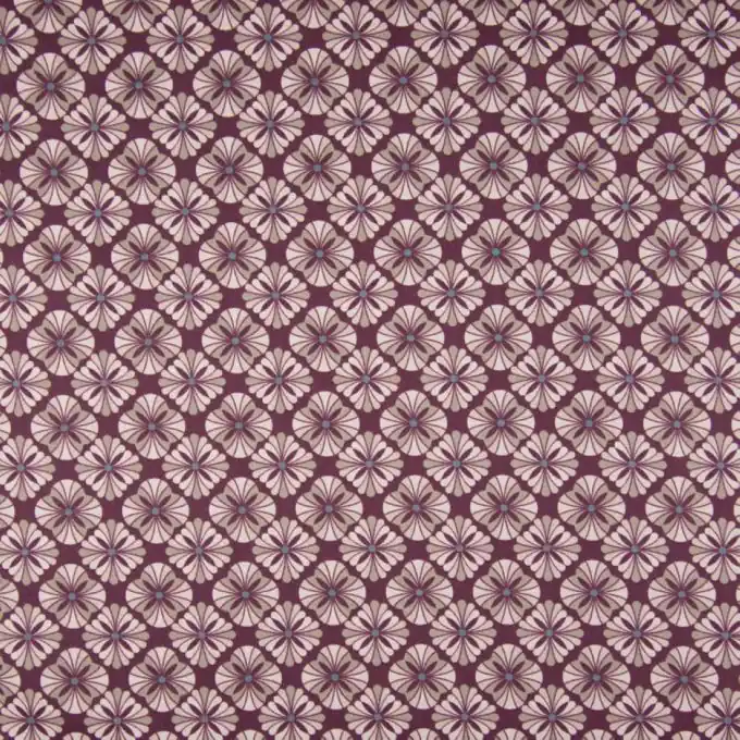 Direkt Vom Hersteller Baumwollpopeline mit geometrischem Blumendruck, 150cm, Lila