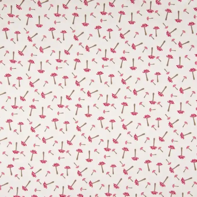 Gratis Versand Baumwoll-Popeline Stoff Kleiner Pilz Ecru 150cm Breit