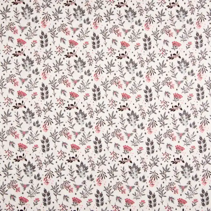 Sonderaktion Baumwollpopeline Ecru Blumenmuster 150 cm Breite