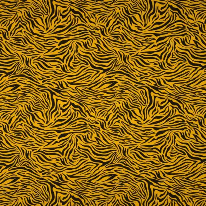 Solange Der Vorrat Reicht Jersey Baumwolle Elasthan Tiger ocker schwarz