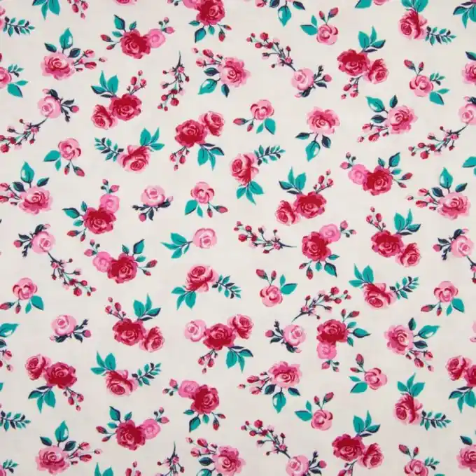 Echt Baumwolljersey Rosen Ecru