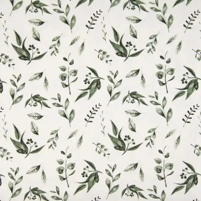 Top-Seller Bio-Baumwolljersey Grüne Aquarell-Blätter 150cm
