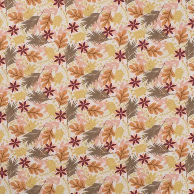 Jersey Bio Baumwolle Blätter ecru Versand Am Gleichen Tag