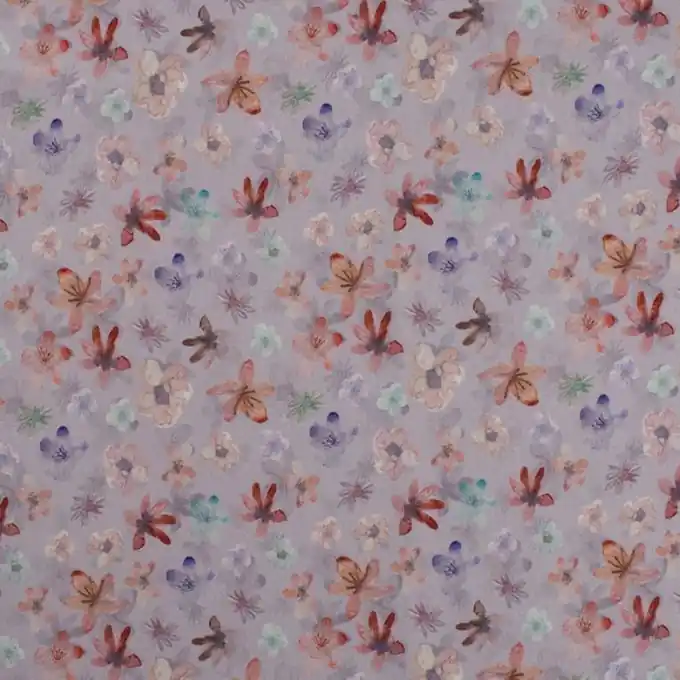 Bestpreis Bio-Baumwolljersey mit Blumenprint: Lilas, schwer