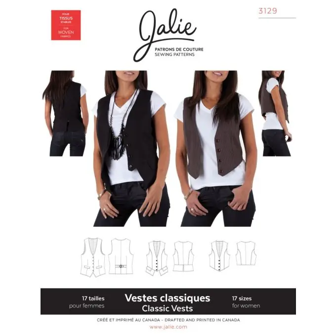 Geprüft Schnittmuster Jalie 3129 Weste ohne Ärmel auf FR und EN