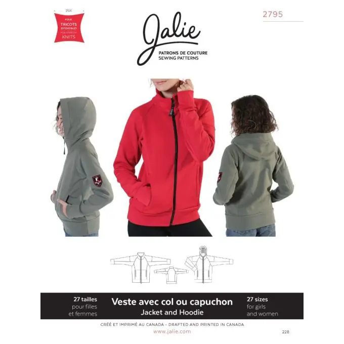 Weltweiter Versand Schnittmuster Jalie 2795 sportliche Jacke auf FR und EN