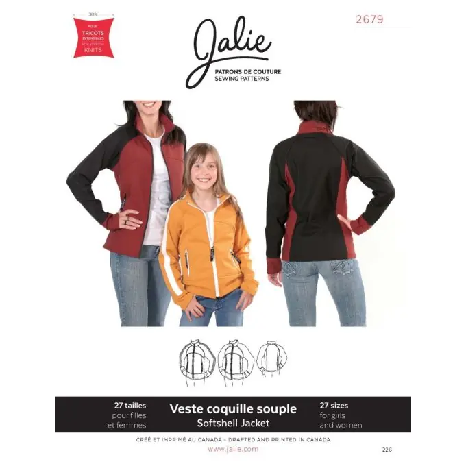 Schneller Versand Schnittmuster 2679 sportliche Jacke mit Reißverschluss auf FR und EN