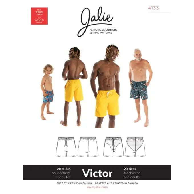 Geprüft Schnittmuster Jalie 4133 Badehose auf FR und EN