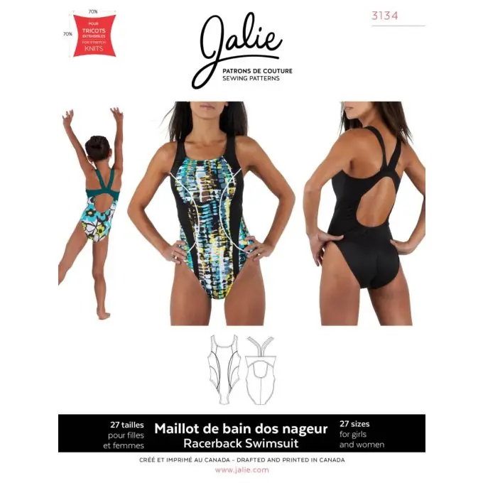 Heute Kaufen Schnittmuster Jalie 3134 Badeanzug auf FR und EN