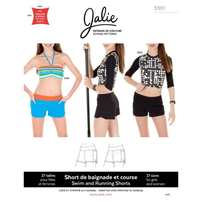 Mengenrabatt Schnittmuster Jalie 3351 Badeshorts auf FR und EN