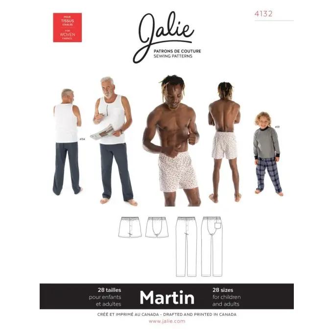 Schnittmuster Jalie 4132 Boxershorts, Hose auf FR und EN Gratis Versand