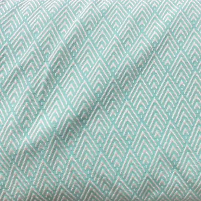 Albstoffe Bio-Baumwolljacquard: Himmelblau, geometrischer Druck Günstig