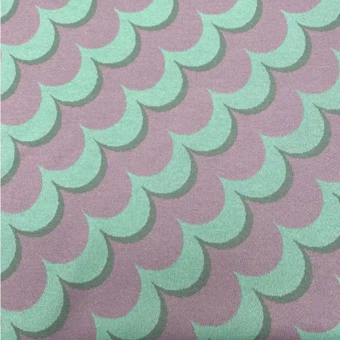 Neue Ware Bio-Baumwoll Jacquard-Strickstoff mit Retro-Wellenmuster – 135cm Breite