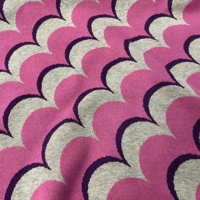 Bio-Baumwoll-Jacquard mit Retro-Wellenmuster – Albstoffe Top-Qualität