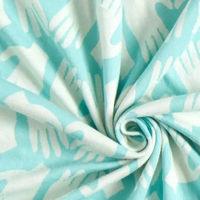 Albstoffe Bio-Baumwollstrick mit Herzen-Print in Himmelblau Großhandel