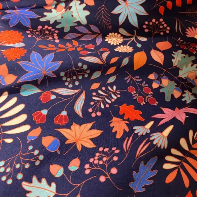 Im Trend French Terry Bio Marineblau bunt Albstoffe