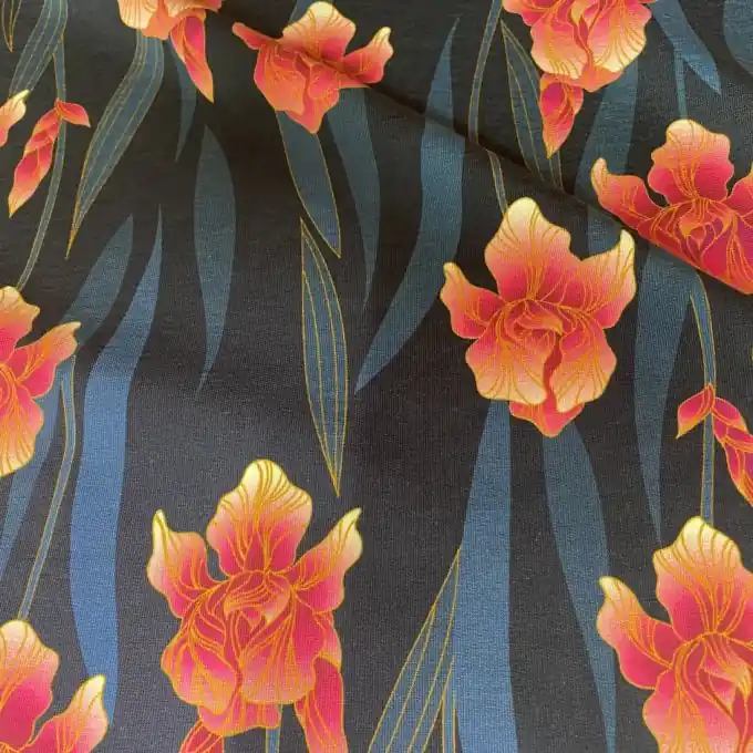 Bio-Baumwollstoff mit Iris-Print für Sportbekleidung Neu Im Sortiment
