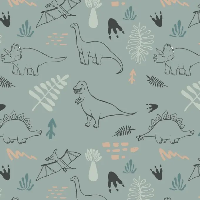 Super-Preis Jersey-Baumwollstoff Dino-Print Grün 150cm Breit