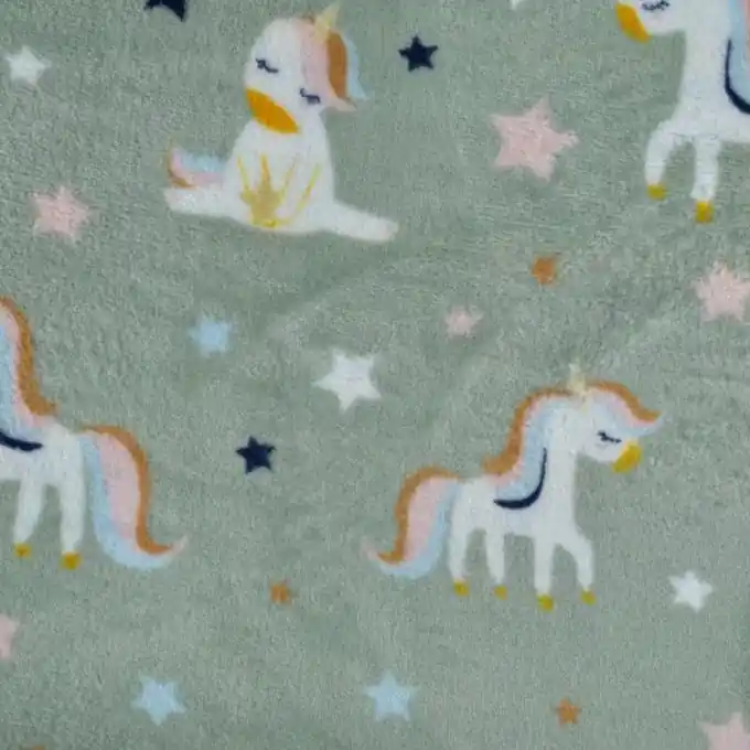 Alpenfleece doppelseitig Einhorn Sterne grün Gleich Bestellen