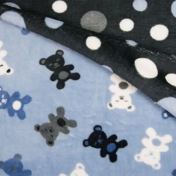 Kostenfreie Lieferung Alpenfleece doppelseitig Bär Punkte Blau