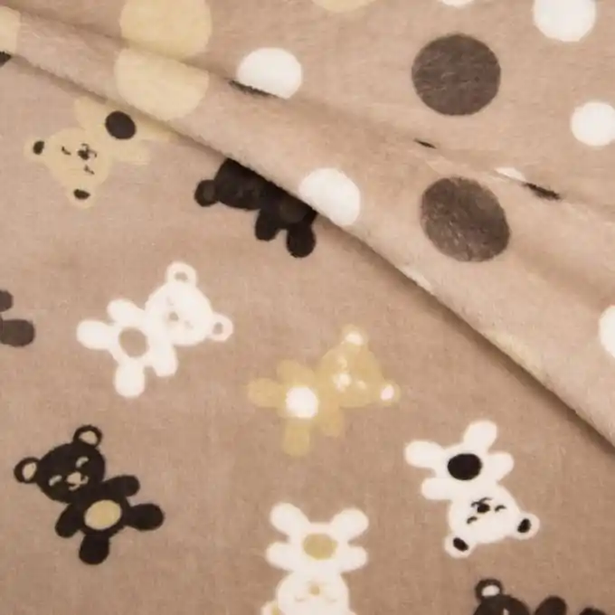 Im Trend Doppelseitiger Kuschelstoff Bärchen & Punkte, 150cm Laize