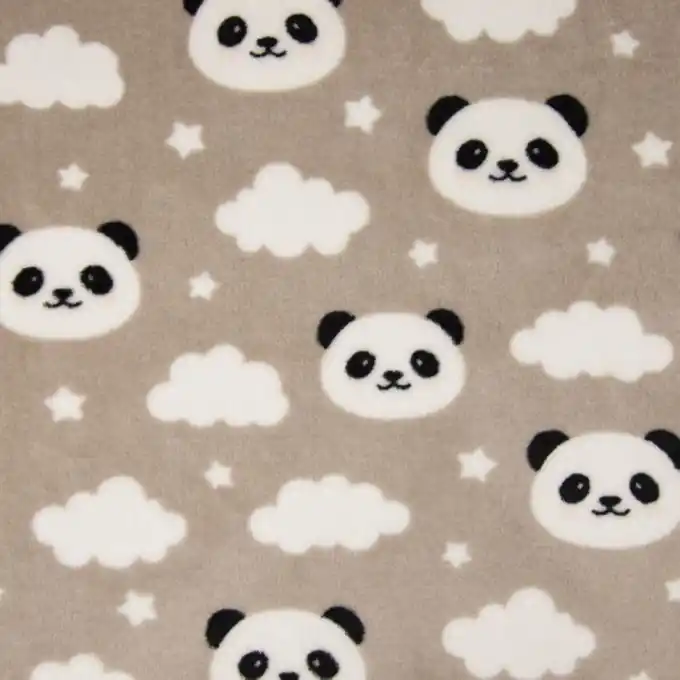 Alpenfleece doppelseitig Panda Sterne sand Original