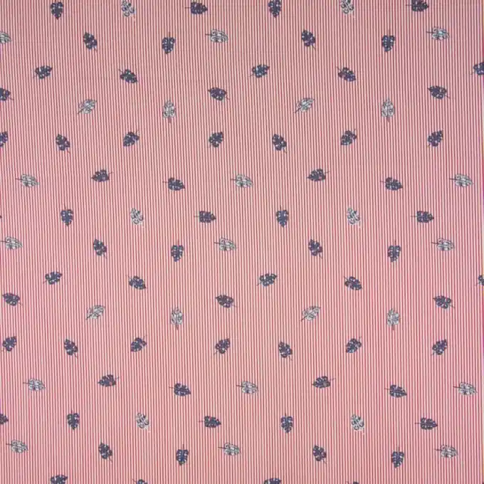 Baumwollpopeline Streifen Rot 150cm Laize Blätterdruck Direkt Vom Hersteller