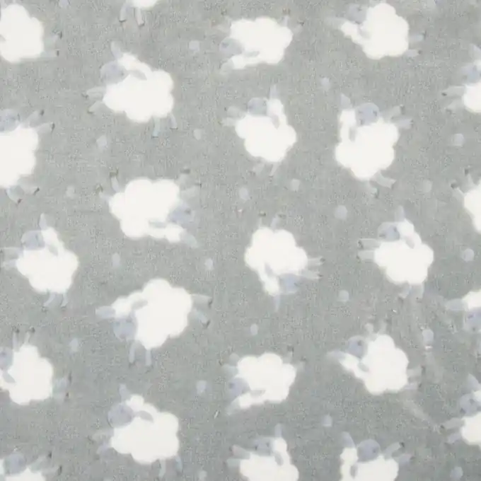 Hochwertig Grauweißes Schafdruck Kuscheltuch 150cm Breite