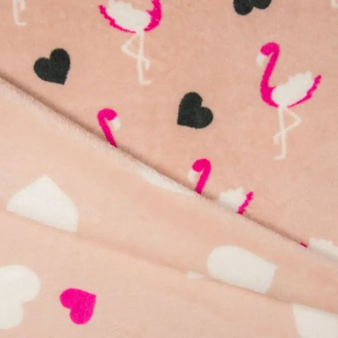 Jetzt Bestellen Alpenfleece doppelseitig Flamingo Herzen rosa
