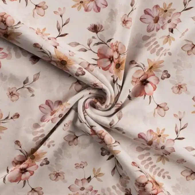 Exklusiv Bio-Baumwolljersey Digitaldruck Blumen