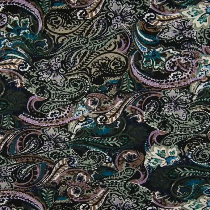 Schnäppchen Jersey Viskose Paisley Grün Petrolblau