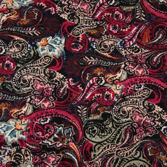 Jersey Viskose Paisley Grün Rosa Neuheit